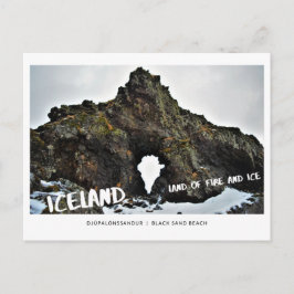 Island, Land von Eis & Feuer, Lavagestein, schwarz Postkarte