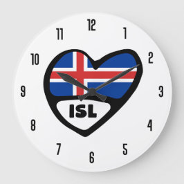 Island Ländercode ISL-Flaggenmitte Große Wanduhr