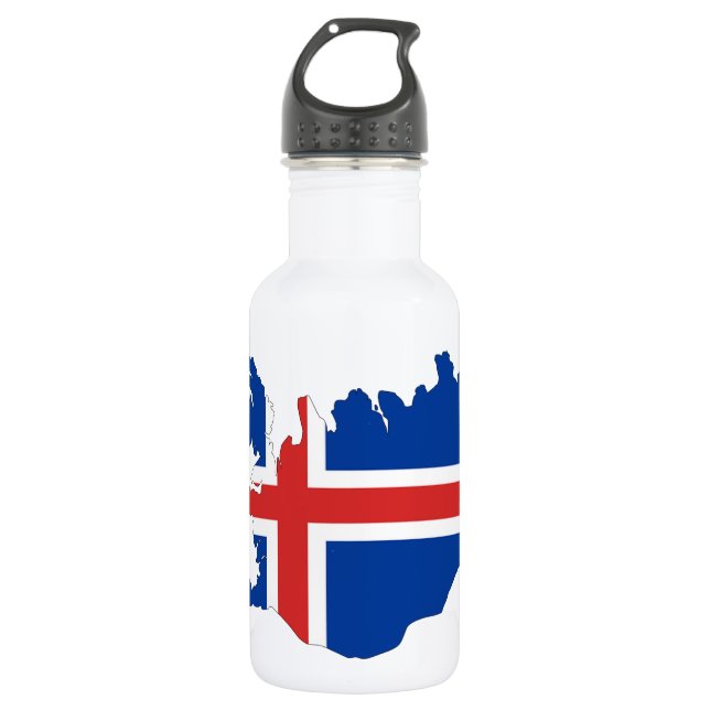 Island-Landesflagge Edelstahlflasche (Vorderseite)