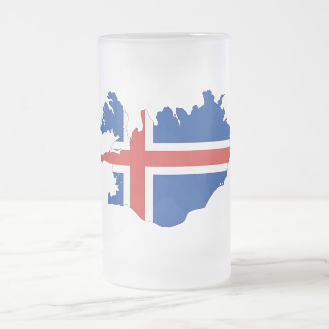 Island-Landesflagge Mattglas Bierglas (Mittel)