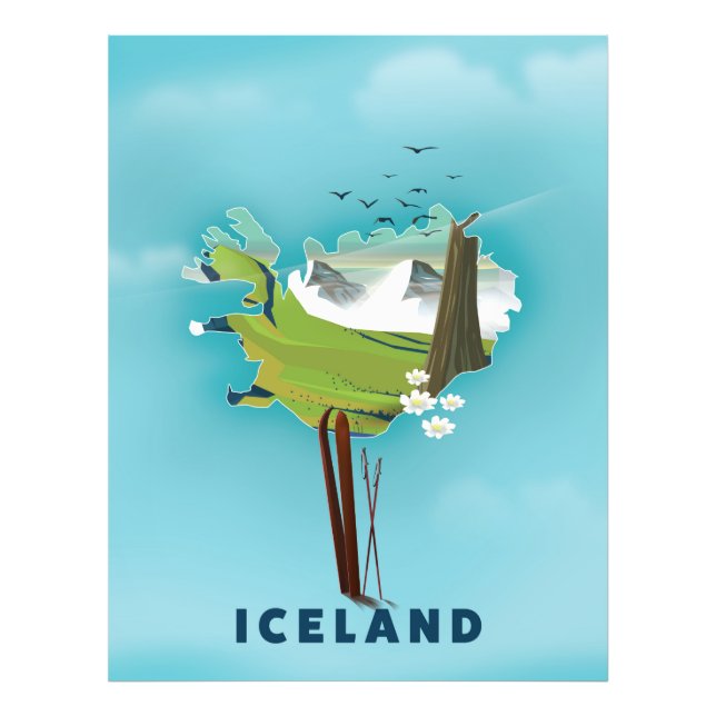 Island Map Illustration Reiseplakat. Fotodruck (Vorne)