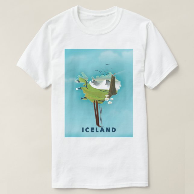 Island Map Illustration Reiseplakat. T-Shirt (Design vorne)