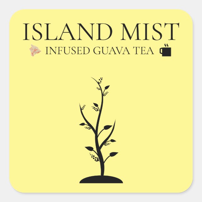 ISLAND MIST INFUSIONIERTE GUAVA TEA QUADRATISCHER AUFKLEBER (Vorderseite)