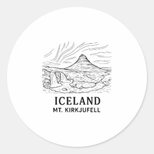 Island Mt Kirkjufell Wandern Aurora Borealis Souve Runder Aufkleber
