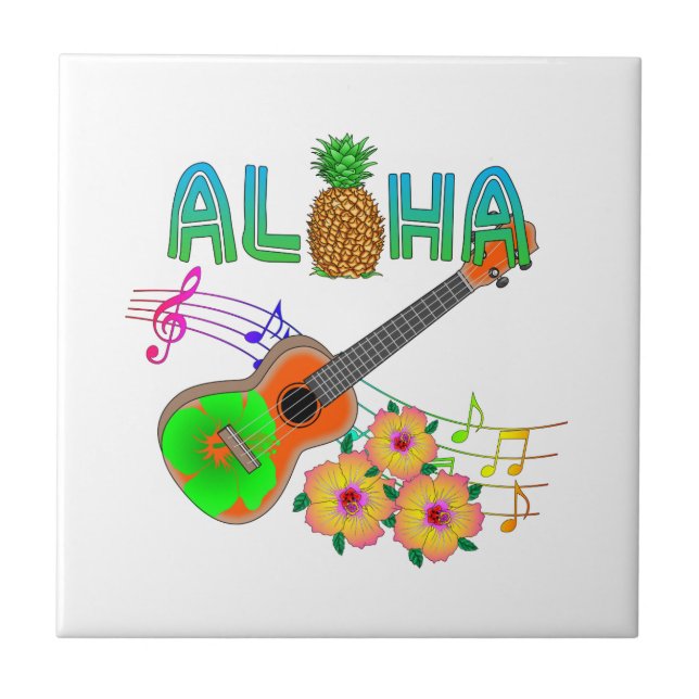 Island Music Ukulele Aloha Fliese (Vorderseite)