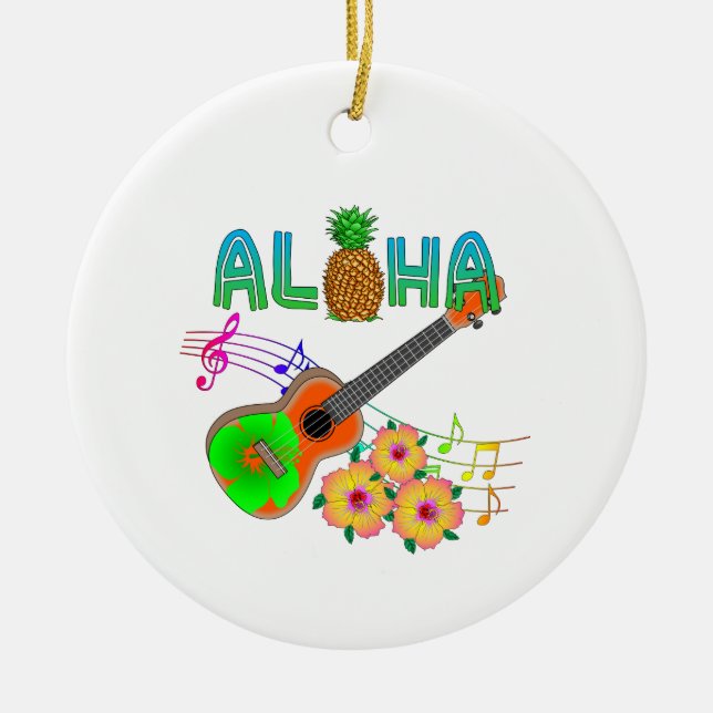 Island Music Ukulele Aloha Keramik Ornament (Vorne)