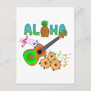 Island Music Ukulele Aloha Postkarte