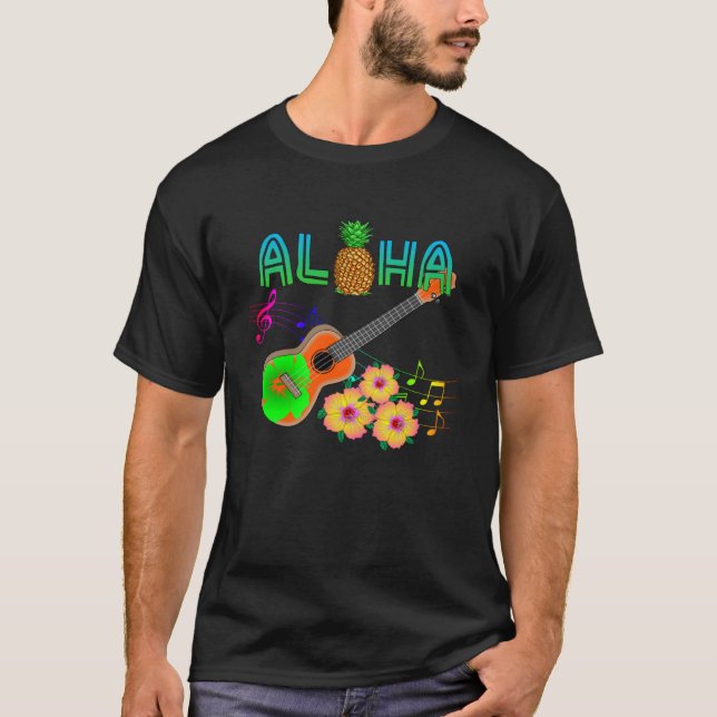 Island Music Ukulele Hawaii Aloha T-Shirt (Vorderseite)