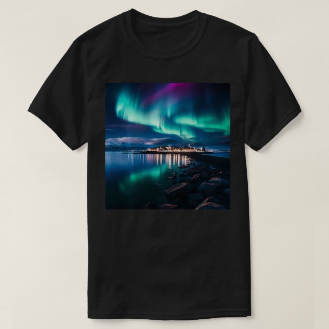 Island Nordlichter Aurora Borealis Urlaub P T-Shirt (Design vorne)