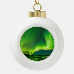 Island Nordlichter Keramik Kugel-Ornament