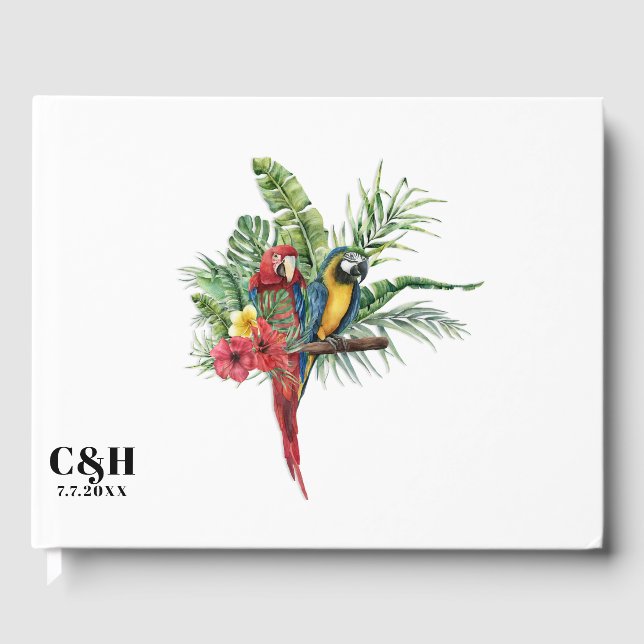 Island Paradise Birds Tropical Floral Wedding Gästebuch (Vorderseite)