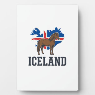Island Pferd Vintage-Flagge Vektor-Shirt-Design_1 Fotoplatte