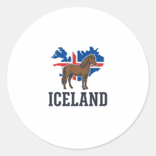 Island Pferd Vintage-Flagge Vektor-Shirt-Design_1 Runder Aufkleber