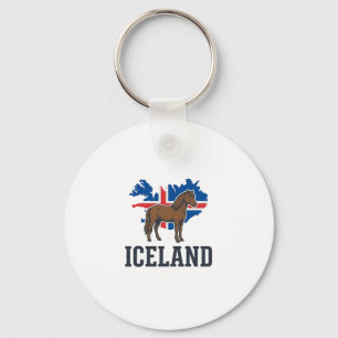 Island Pferd Vintage-Flagge Vektor-Shirt-Design_1 Schlüsselanhänger