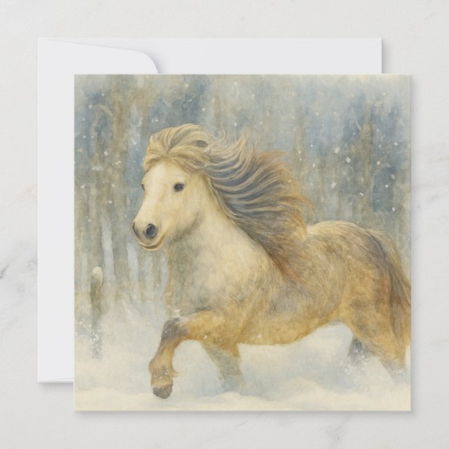 Island-Pferd Winterlandschaft Karte (Vorderseite)