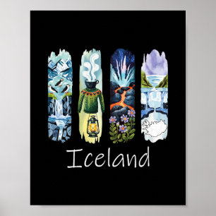 Island Pinselstrich Isländischer Urlaub Souvenir I Poster
