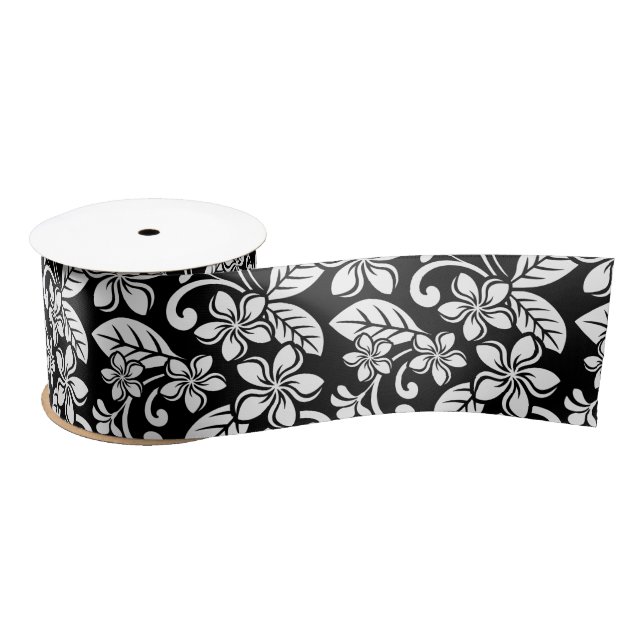 ISLAND PLUMERIA (SCHWARZ) SATIN RIBBON SATINBAND (Spule)