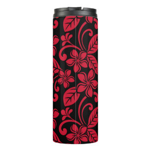 ISLAND PLUMERIA (schwarz und rot) Thermosbecher