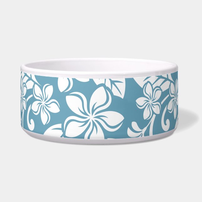 ISLAND PLUMERIA (SLATE BLUE) Keramik Pet Bowl Napf (Vorderseite)