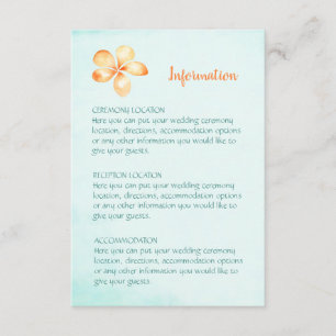 Island Plumeria Wedding Information Cards Begleitkarte