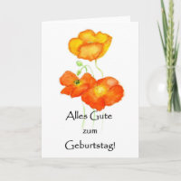 Island Poppies Geburtstagskarte - Deutsche Gruß