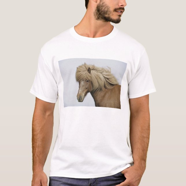 Island. Portrait eines isländischen Pferdes. T-Shirt (Vorderseite)