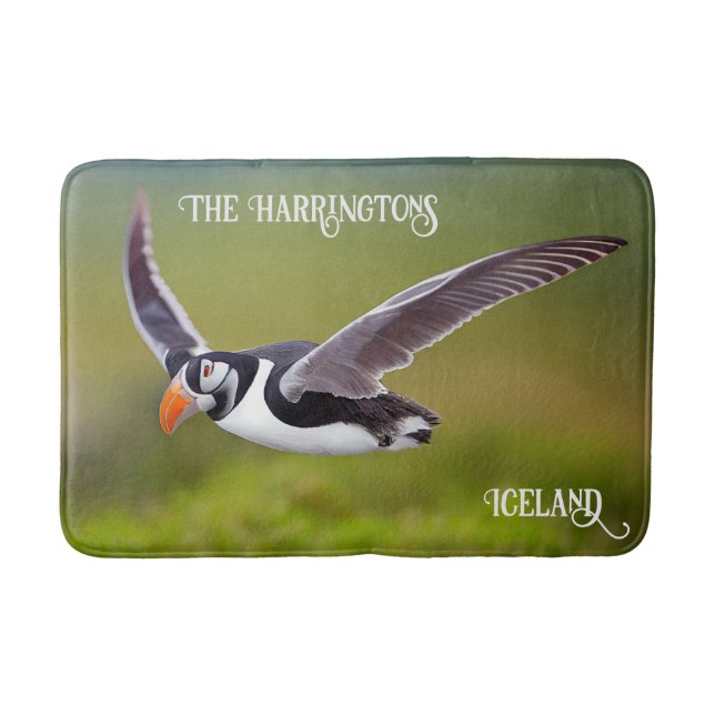 Island Puffin Individuelle Name Badematte (Vorderseite)