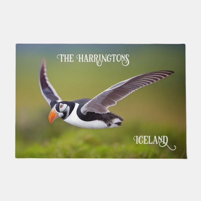 Island Puffin Individuelle Name Fußmatte (Vorderseite)