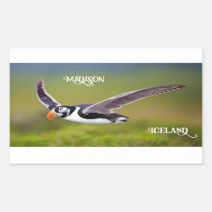 Island Puffin Individuelle Name Rechteckiger Aufkleber