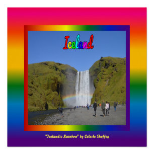 Island Regenbogen Wasserfall Poster