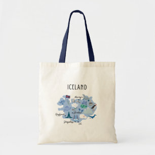 Island-Reisekarte (einseitiger Druck) Tragetasche