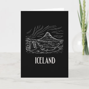 Island Retro Art Wandern Aurora Borealis Souvenir Karte
