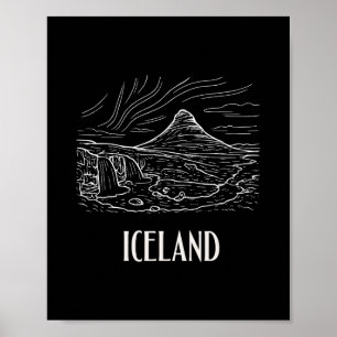 Island Retro Art Wandern Aurora Borealis Souvenir Poster