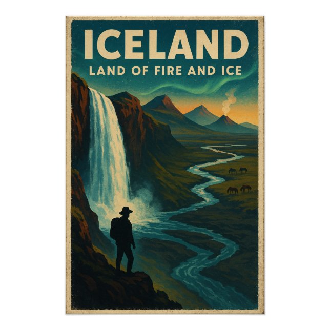Island Retro Reise 2026 Poster (Vorderseite)
