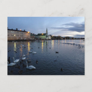 Island - Reykjavik - See bei Dusk Postkarte