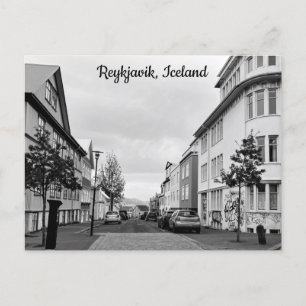 Island Reykjavik Street Schwarz-weiß Personalize Postkarte