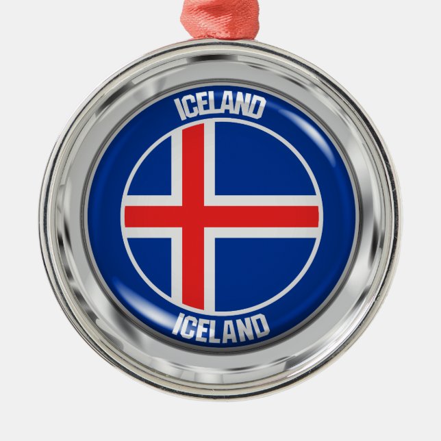 Island-RundEmblem Ornament Aus Metall (Vorne)