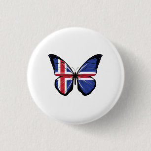 Island-Schmetterlingsflagge Button