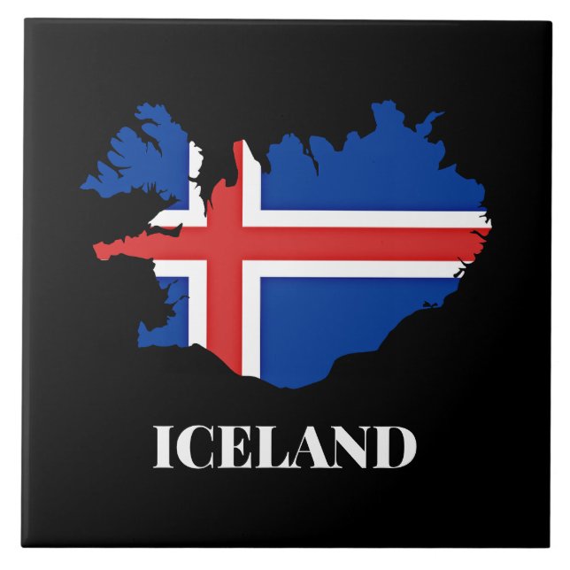 Island, Silhouette, Flagge, Fliese (Vorderseite)