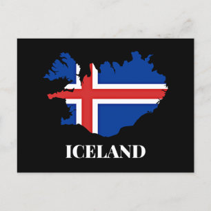 Island, Silhouette, Flagge, Postkarte