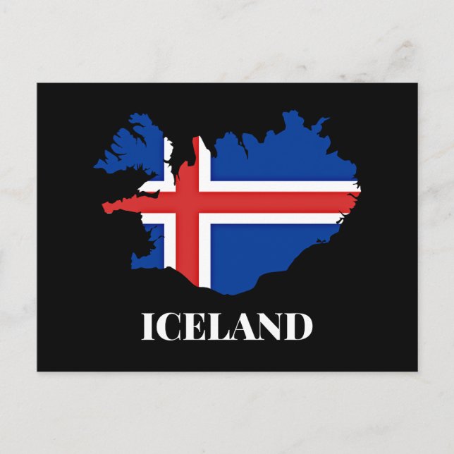 Island, Silhouette, Flagge, Postkarte (Vorderseite)