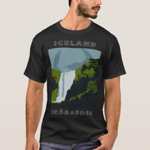 Island Skogafoss Wasserfall T-Shirt