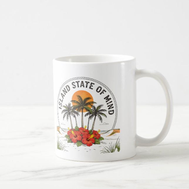 Island State of Mind Vintage Tropical HibiscusIsla Kaffeetasse (Rechts)