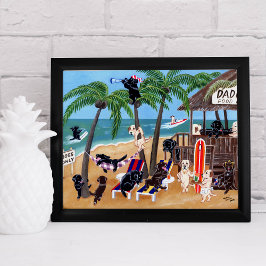 Island Summer Vacation Labradors Artwork Poster