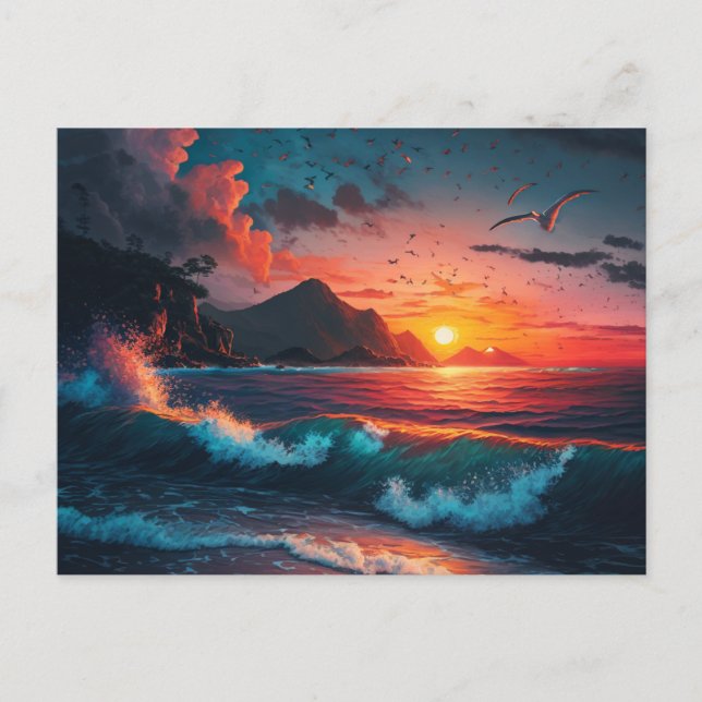 ISLAND SUNSET #1 POSTKARTE (Vorderseite)