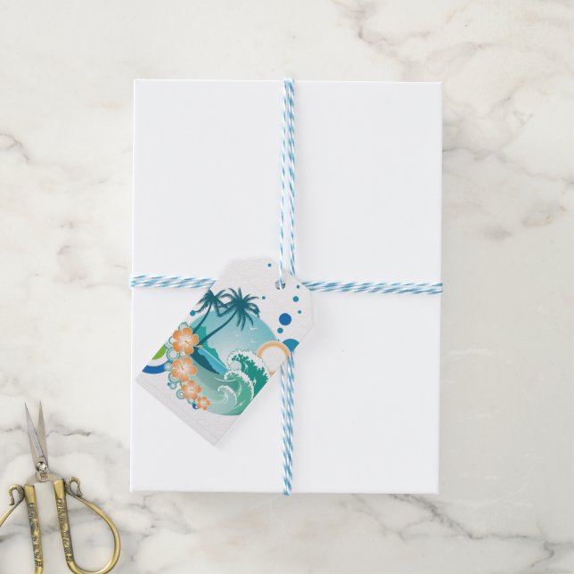 Island Surf-Geschenk-Tag Geschenkanhänger (Mit Garn)