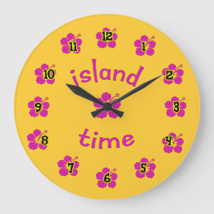 Island Time! Hibiskus Motif Wall Clock Große Wanduhr
