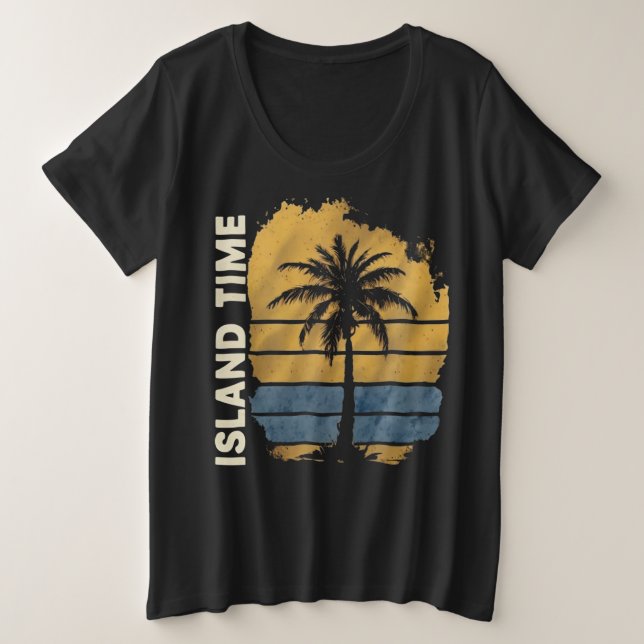 Island Time Palm Tree Plus-Size-T - Shirt (Design vorne)