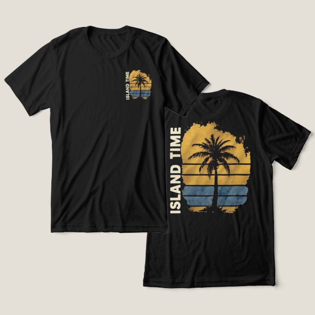 Island Time Palm Tree Tri-Blend-T - Shirt (Design vorne & hinten)