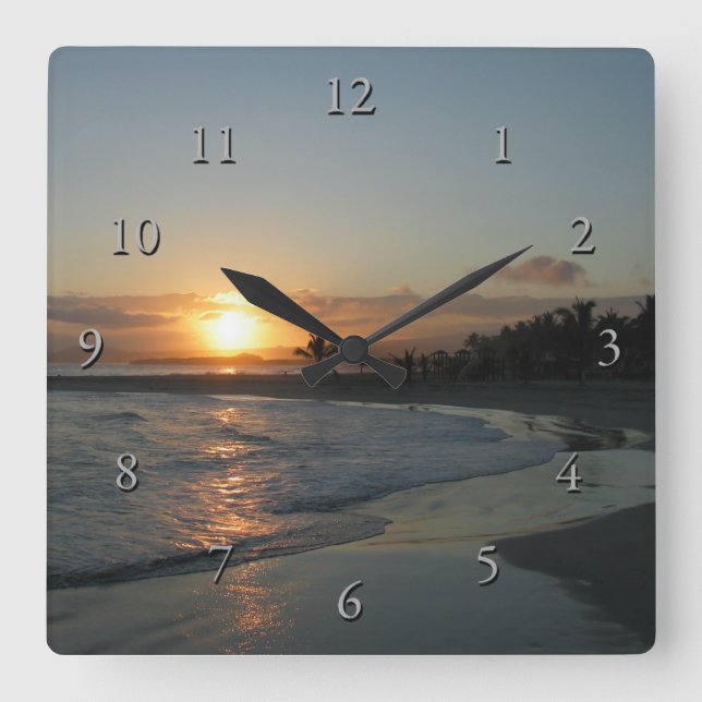 Island Time! Quadratische Wanduhr (Vorderseite)